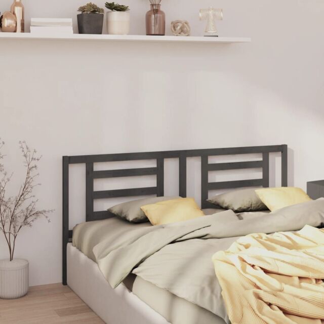 Berkfield Home Bed Headboard Grey 186x4x100 cm Solid Pine Wood - Size: 186 x 4 x 100 cm - image 1