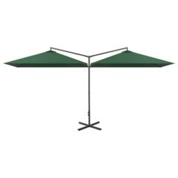 Berkfield Home Double Parasol with Steel Pole Green 600x300 cm - thumbnail 2