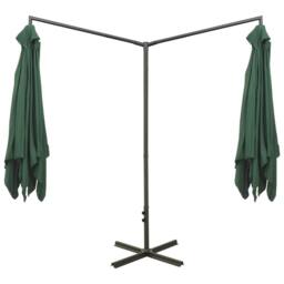 Berkfield Home Double Parasol with Steel Pole Green 600x300 cm - thumbnail 4