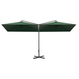 Berkfield Home Double Parasol with Steel Pole Green 600x300 cm - thumbnail 3