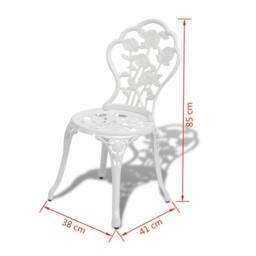 Berkfield Home Decorative 3 Piece Bistro Set Cast Aluminium White - thumbnail 8