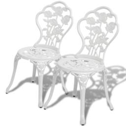 Berkfield Home Decorative 3 Piece Bistro Set Cast Aluminium White - thumbnail 4
