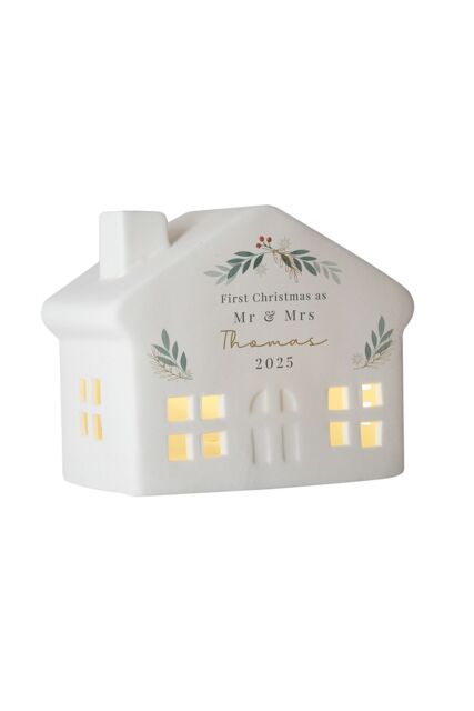 Personalised Memento Company Personalised Christmas Foliage LED House in White - image 1
