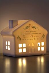 Personalised Memento Company Personalised Christmas Foliage LED House in White - thumbnail 3