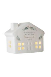 Personalised Memento Company Personalised Christmas Foliage LED House in White - thumbnail 1