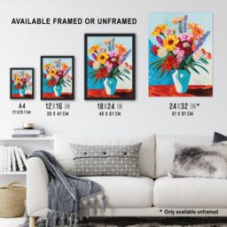 "Artery8 Colourful Spring Flower Bouquet Vibrant Painting Wall Art Print - Size: W24"" x H32""" - thumbnail 3