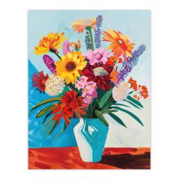 "Artery8 Colourful Spring Flower Bouquet Vibrant Painting Wall Art Print - Size: W24"" x H32""" - thumbnail 1