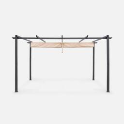 sweeek 3x4m Aluminium Pergola With Retractable Roof in Beige - thumbnail 4
