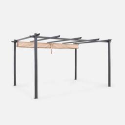 sweeek 3x4m Aluminium Pergola With Retractable Roof in Beige - thumbnail 3