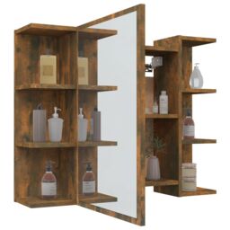 Berkfield Home Bathroom Mirror Cabinet Smoked Oak 80x20.5x64 cm Engineered Wood in Brown - thumbnail 4