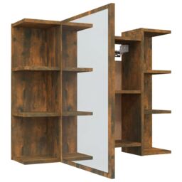Berkfield Home Bathroom Mirror Cabinet Smoked Oak 80x20.5x64 cm Engineered Wood in Brown - thumbnail 5