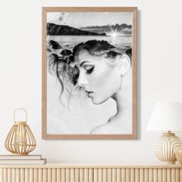 ARTZE Abstract & Beach Fashion Black & White Photo Framed Print SIZE: A4 with Oak Frame - thumbnail 2
