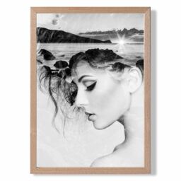 ARTZE Abstract & Beach Fashion Black & White Photo Framed Print SIZE: A4 with Oak Frame