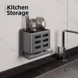 Havendro Grey Wall Mounted Toothbrush Holder Self Adhesive Storage Rack - thumbnail 4