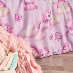 OHS Kids Unicorn Microfibre Bedding Set Duvet Cover with Pillowcase in Lilac - Size: Single - thumbnail 3