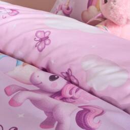 OHS Kids Unicorn Microfibre Bedding Set Duvet Cover with Pillowcase in Lilac - Size: Single - thumbnail 4