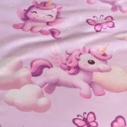 OHS Kids Unicorn Microfibre Bedding Set Duvet Cover with Pillowcase in Lilac - Size: Single - thumbnail 5
