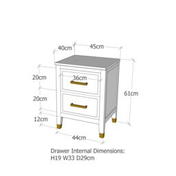 Cabinet Bits Palazzi 2 Drawer Bedside Table in Navy - thumbnail 6