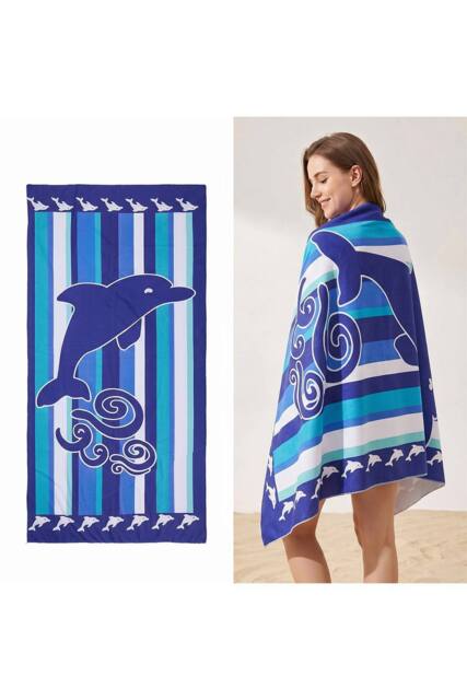 Living and Home Lightweight Large Microfibre Beach Towel in Blue - image 1