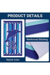 Living and Home Lightweight Large Microfibre Beach Towel in Blue - thumbnail 3