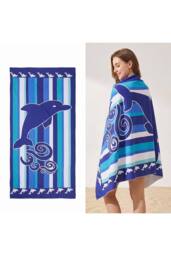 Living and Home Lightweight Large Microfibre Beach Towel in Blue - thumbnail 1