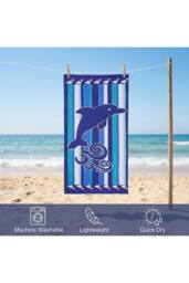 Living and Home Lightweight Large Microfibre Beach Towel in Blue - thumbnail 4