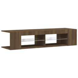 Berkfield Home TV Cabinet with LED Lights Brown Oak 135x39x30 cm - Size: 135 x 39 x 30 cm - thumbnail 3