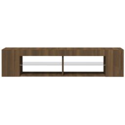 Berkfield Home TV Cabinet with LED Lights Brown Oak 135x39x30 cm - Size: 135 x 39 x 30 cm - thumbnail 4