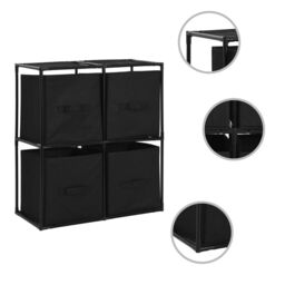 Berkfield Home Storage Cabinet with 4 Fabric Baskets Black 63x30x71 cm Steel - Size: 63 x 30 x 71 cm