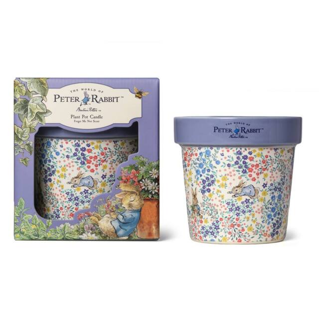 Peter Rabbit Purple Floral Printed Plant Pot Candle - Forget Me Not Floral - Size: Medium - image 1