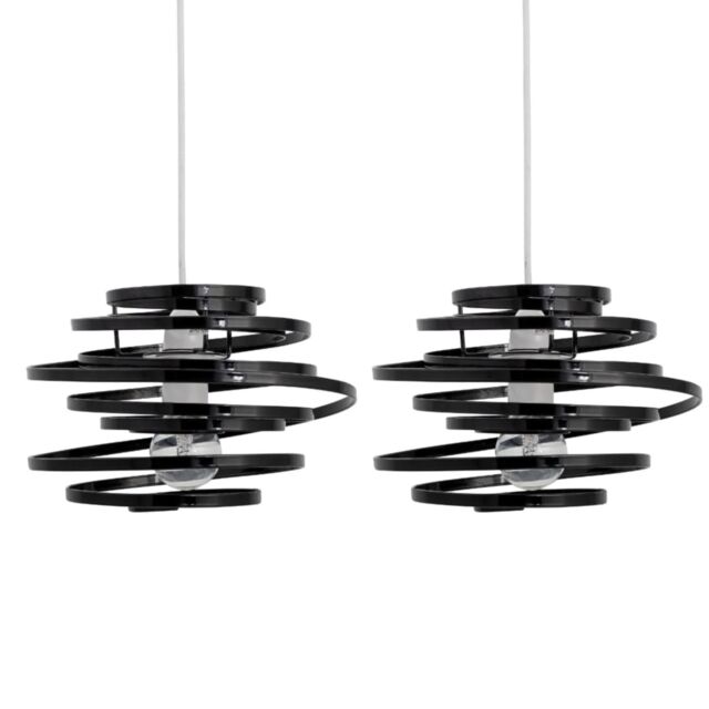 First Choice Lighting Set of 2 Black Metal Swirl Easy Fit Light Shades - image 1