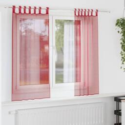 Berkfield Home Voile Curtains with Loops 2 pcs Wine Red 140x175 cm - thumbnail 2