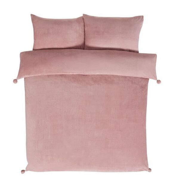 Rapport Home Pom Pom Fleece Duvet Cover Set with Pillowcase in Pink - Size: Double - image 1