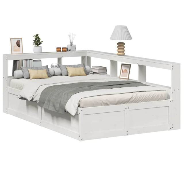 Berkfield Home Bookcase Bed without Mattress White 160x200cm Solid Wood Pine - Size: 160x200 cm - image 1