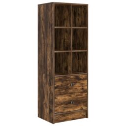 Berkfield Home Desk with Storage Smoked Oak Engineered Wood in Light Grey - thumbnail 5