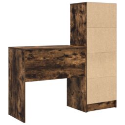 Berkfield Home Desk with Storage Smoked Oak Engineered Wood in Light Grey - thumbnail 8
