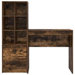 Berkfield Home Desk with Storage Smoked Oak Engineered Wood in Light Grey - thumbnail 7