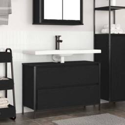 Berkfield Home Bathroom Basin Cabinet with Drawers Black Oak 90x34.5x60 cm