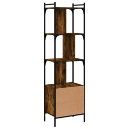 Berkfield Home Bookcase with Door Smoked Oak 44.5x30x154.5 cm Engineered Wood in Brown - thumbnail 6