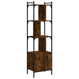 Berkfield Home Bookcase with Door Smoked Oak 44.5x30x154.5 cm Engineered Wood in Brown - thumbnail 2