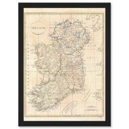 Artery8 1799 Clement Cruttwell Map Ireland Vintage A4 Artwork Framed Wall Art Print in Black - thumbnail 1