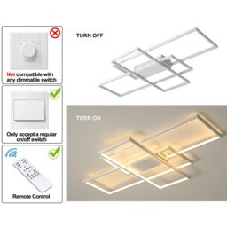 Garwarm Ceiling Light Dimmable LED Chandelier with Remote Control 50W Ceiling Lamp for Bedroom Dining Living Room Kitchen in White - thumbnail 6