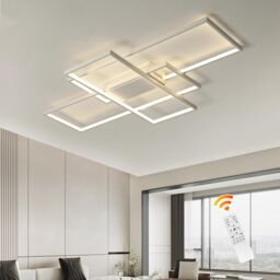 Garwarm Ceiling Light Dimmable LED Chandelier with Remote Control 50W Ceiling Lamp for Bedroom Dining Living Room Kitchen in White