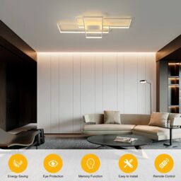Garwarm Ceiling Light Dimmable LED Chandelier with Remote Control 50W Ceiling Lamp for Bedroom Dining Living Room Kitchen in White - thumbnail 2