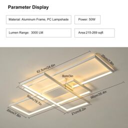 Garwarm Ceiling Light Dimmable LED Chandelier with Remote Control 50W Ceiling Lamp for Bedroom Dining Living Room Kitchen in White - thumbnail 4
