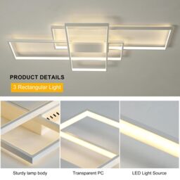Garwarm Ceiling Light Dimmable LED Chandelier with Remote Control 50W Ceiling Lamp for Bedroom Dining Living Room Kitchen in White - thumbnail 5