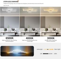 Garwarm Ceiling Light Dimmable LED Chandelier with Remote Control 50W Ceiling Lamp for Bedroom Dining Living Room Kitchen in White - thumbnail 3