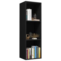 Berkfield Home Book Cabinet/TV Cabinet Black 36x30x114 cm Engineered Wood - Size: 36 x 30 x 114 cm - thumbnail 3