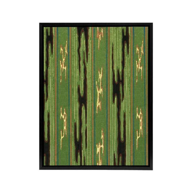 "Artery8 Vintage Green Textile Pattern Framed Canvas Wall Art Print Furuya Korin - Size: W12"" x H16""" - image 1