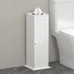 Xample Free Standing Toilet Paper Roll Holder Stand Wood Bathroom Storage Cabinet White - thumbnail 1